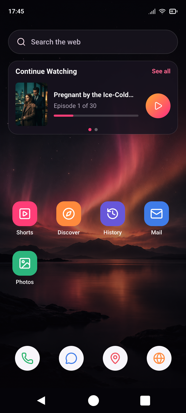 Optional SofaReel Android Home screen preview